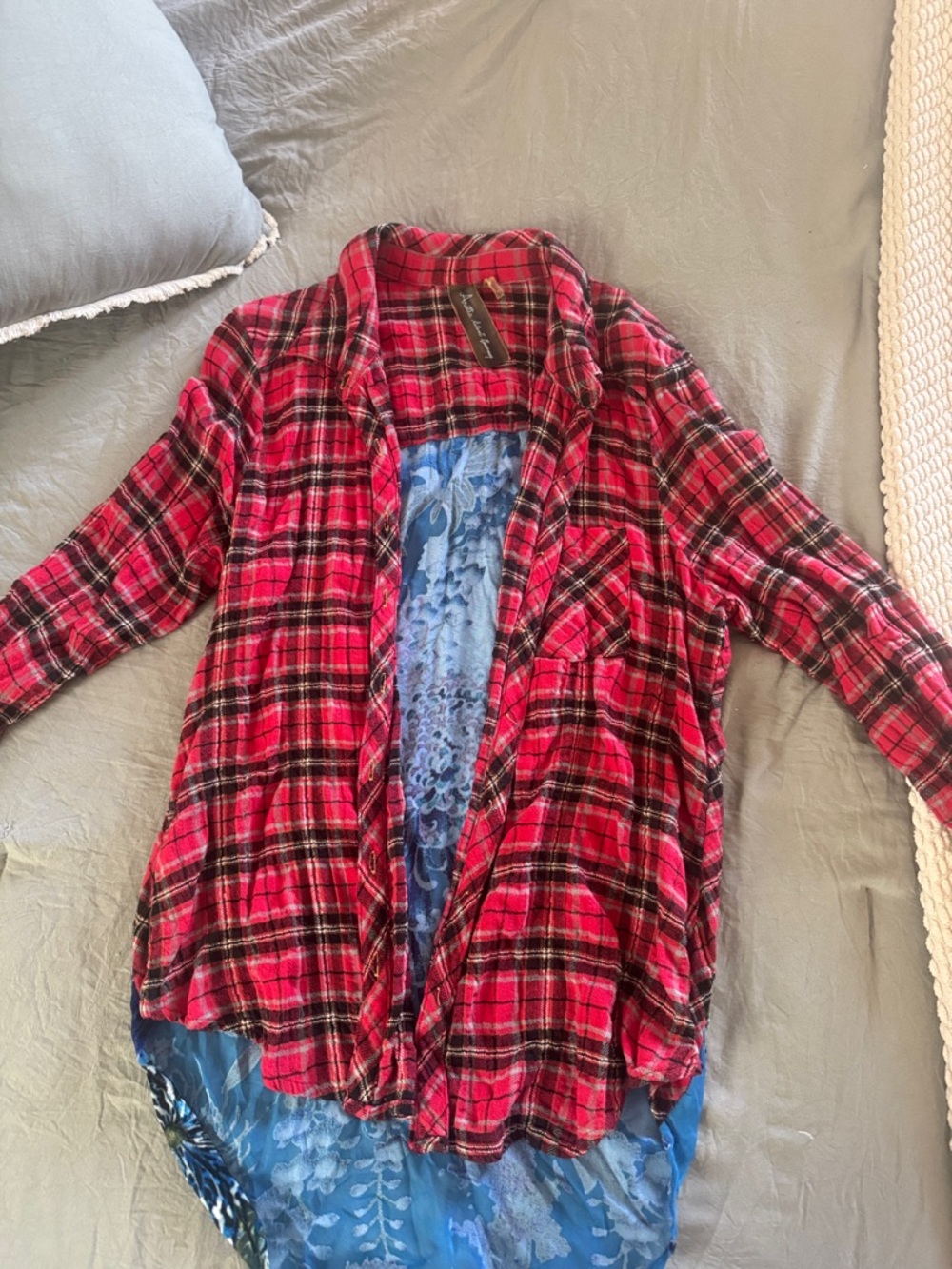 Red Plaid Aratta Silent Journey Top Velvet Back